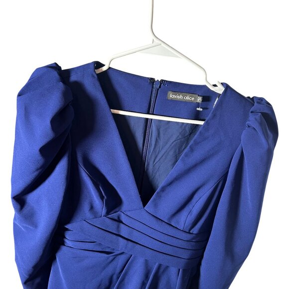 Lavish Alice Pleated Tulip Hem Minidress Navy Size 6 - Picture 3 of 4